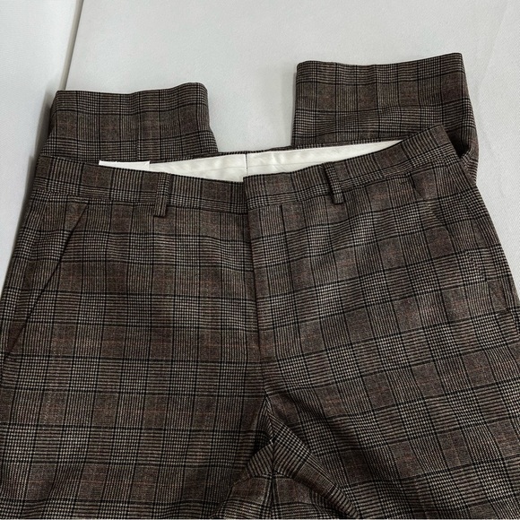 Express Brown Plaid Trousers Pants Size W32" X L28" Slim Zip Fly - Picture 4 of 9